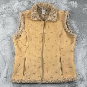 10,000 ft Above Sea Level Beige Aztec Symbol Faux Fur Lined Suede Vest Size M